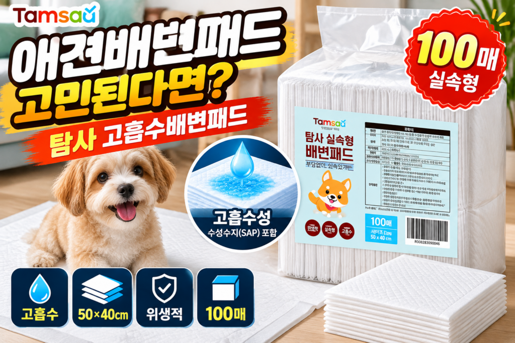 애견배변패드 고민된다면｜탐사 고흡수배변패드 50×40cm 100매 실속형 제품 이미지