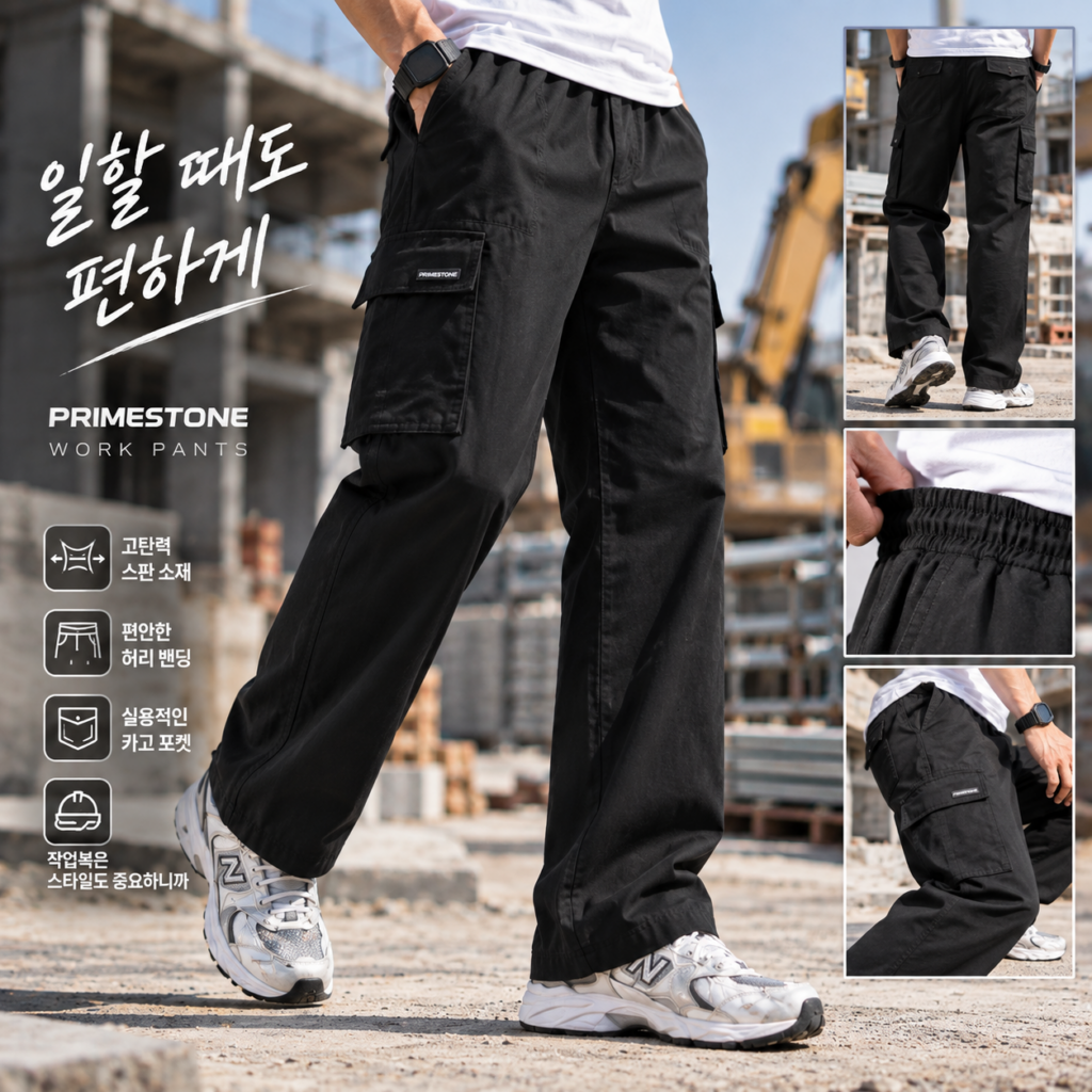 노가다바지｜프라임스톤 남자 노가다작업복 스판 밴딩 워크팬츠 제품 이미지
