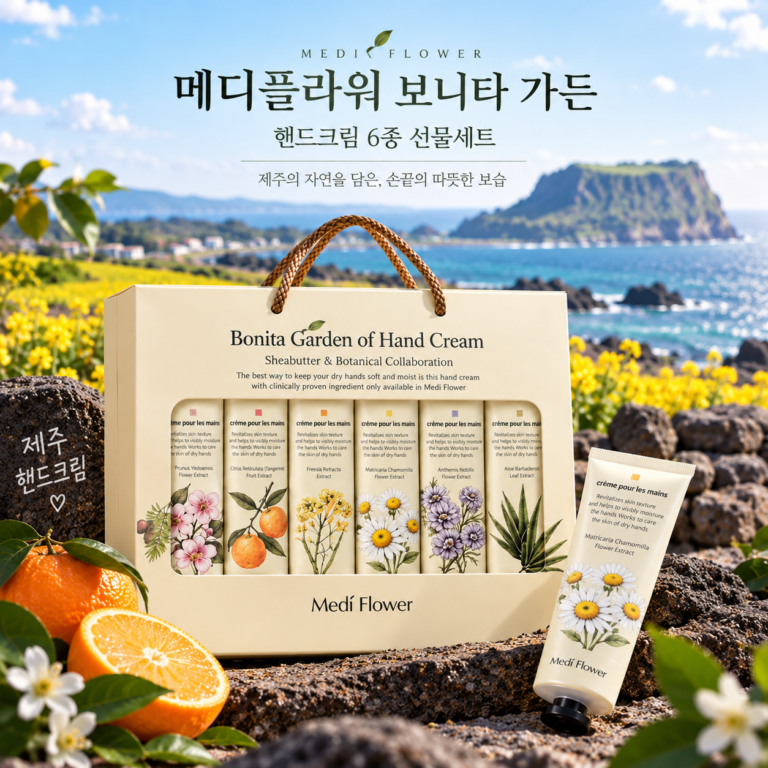 제주핸드크림｜메디플라워 보니타 가든 고보습핸드크림 6종 450ml 명절 선물세트