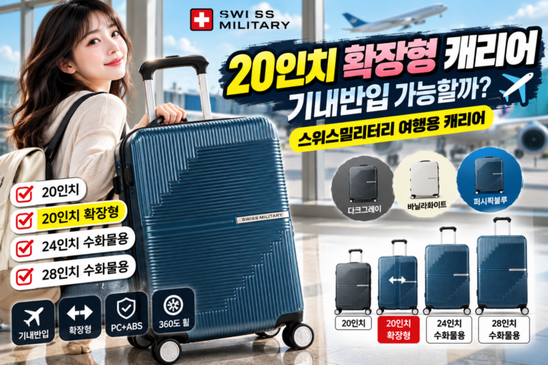 20인치 확장형 캐리어｜스위스밀리터리 20인치캐리어 기내반입 가능할까? 여행용 24인치·28인치도 체크!