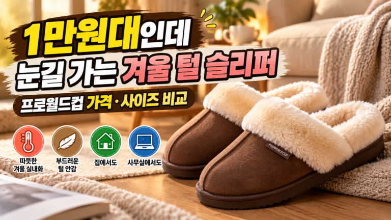 1만원대인데 눈길 가는 겨울 털 슬리퍼｜프로월드컵 가격·사이즈 비교