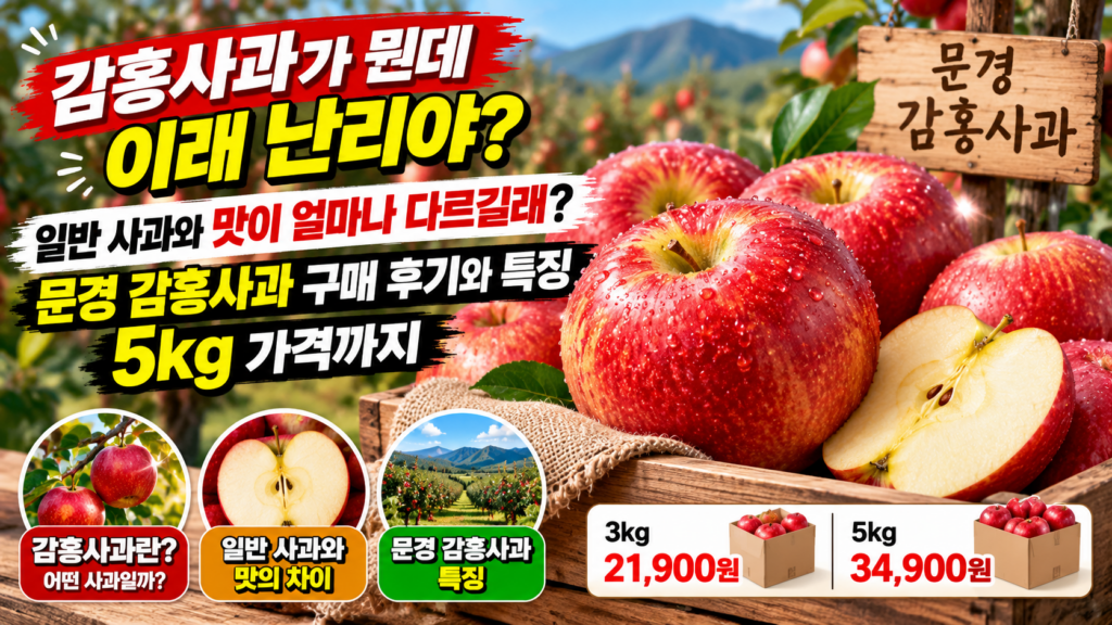감홍사과가 뭔데 이래 난리야? 일반 사과와 맛이 얼마나 다르길래? 문경 감홍사과 구매 후기와 특징, 5kg 가격까지 제품 이미지